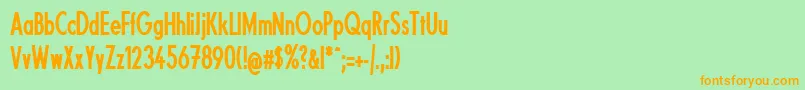 フォントFundamentalBrigadeCondensed – オレンジの文字が緑の背景にあります。