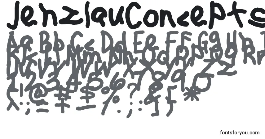Шрифт JehzlauConcepts – алфавит, цифры, специальные символы