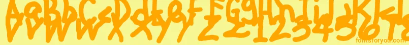 JehzlauConcepts Font – Orange Fonts on Yellow Background