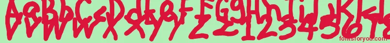 JehzlauConcepts Font – Red Fonts on Green Background