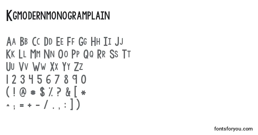 Kgmodernmonogramplain-fontti – aakkoset, numerot, erikoismerkit