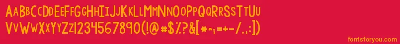 フォントKgmodernmonogramplain – 赤い背景にオレンジの文字