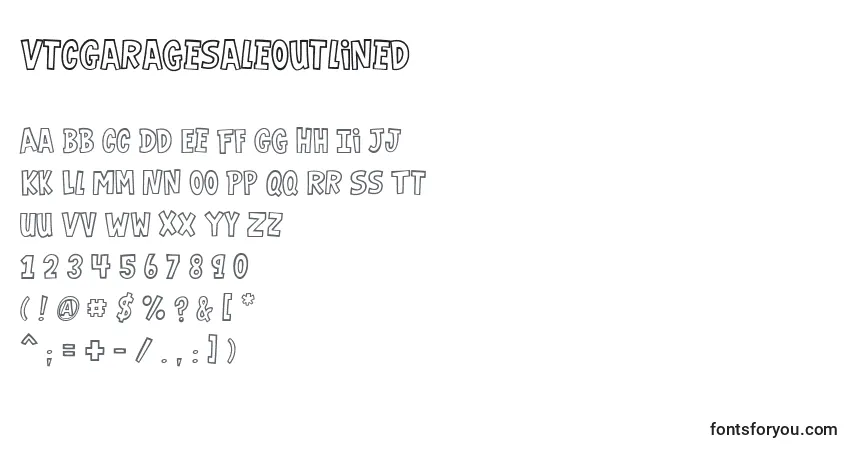 Шрифт VtcGaragesaleoutlined (46256) – алфавит, цифры, специальные символы