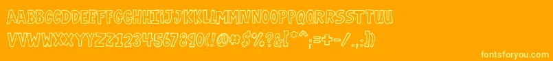 VtcGaragesaleoutlined-Schriftart – Gelbe Schriften auf orangefarbenem Hintergrund