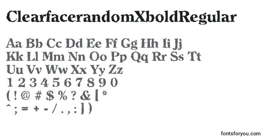 A fonte ClearfacerandomXboldRegular – alfabeto, números, caracteres especiais