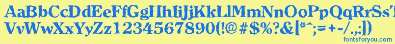 フォントClearfacerandomXboldRegular – 青い文字が黄色の背景にあります。