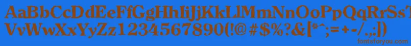 フォントClearfacerandomXboldRegular – 茶色の文字が青い背景にあります。