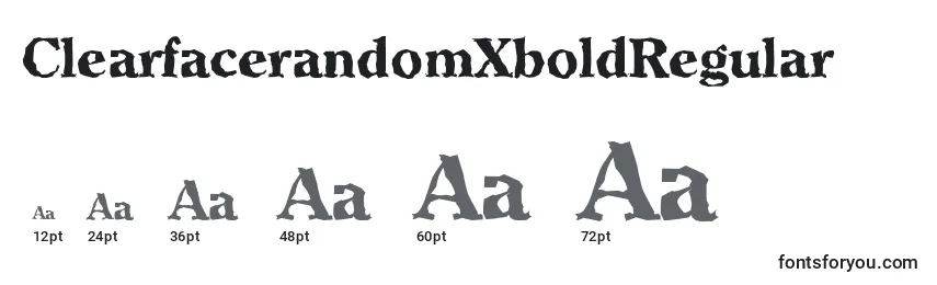 Размеры шрифта ClearfacerandomXboldRegular