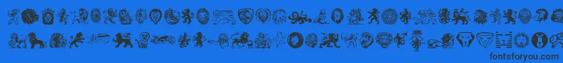 Lions-Schriftart – Schwarze Schriften auf blauem Hintergrund