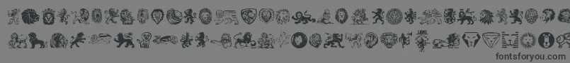 Lions-Schriftart – Schwarze Schriften auf grauem Hintergrund