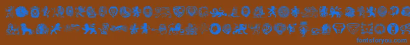 Lions Font – Blue Fonts on Brown Background