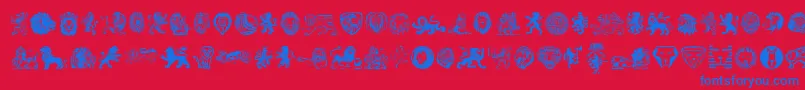 フォントLions – 赤い背景に青い文字