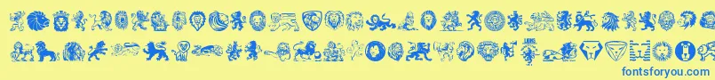 Lions Font – Blue Fonts on Yellow Background
