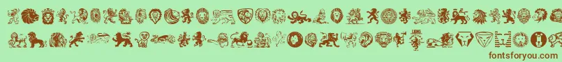 Lions-Schriftart – Braune Schriften auf grünem Hintergrund