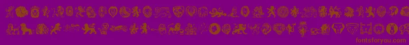Lions-fontti – ruskeat fontit violetilla taustalla