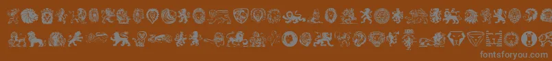 Lions-fontti – harmaat kirjasimet ruskealla taustalla