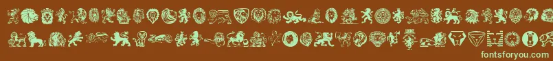 Lions-fontti – vihreät fontit ruskealla taustalla