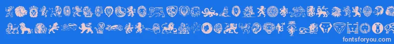 Lions Font – Pink Fonts on Blue Background