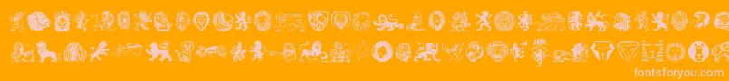Lions-fontti – vaaleanpunaiset fontit oranssilla taustalla