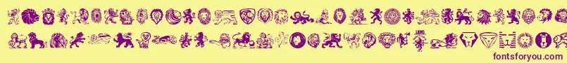 フォントLions – 紫色のフォント、黄色の背景