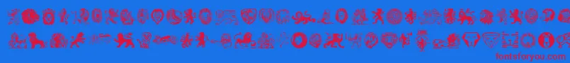Lions Font – Red Fonts on Blue Background
