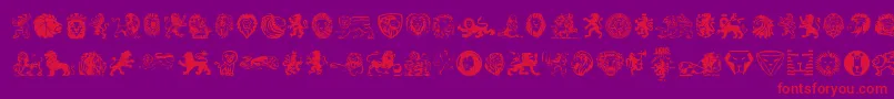 Lions-fontti – punaiset fontit violetilla taustalla