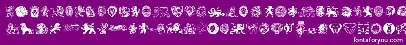 Lions-Schriftart – Weiße Schriften auf violettem Hintergrund