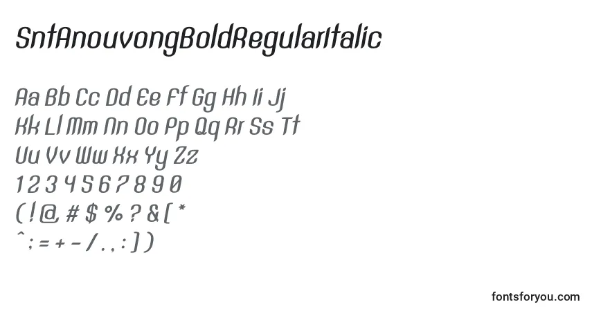 Schriftart SntAnouvongBoldRegularItalic (46259) – Alphabet, Zahlen, spezielle Symbole
