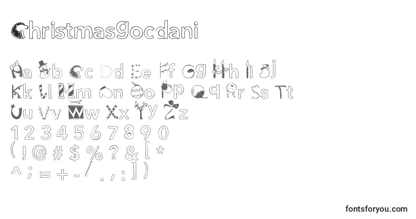 Шрифт Christmasgocdani – алфавит, цифры, специальные символы