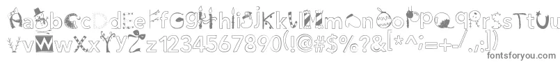 Christmasgocdani-fontti – harmaat kirjasimet valkoisella taustalla