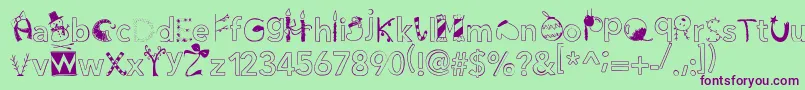 Christmasgocdani Font – Purple Fonts on Green Background