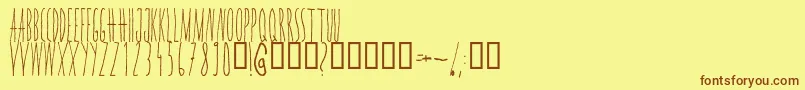 Wannabe-Schriftart – Braune Schriften auf gelbem Hintergrund