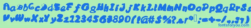 フォントMessybubble – 青い文字は緑の背景です。