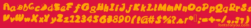 Czcionka Messybubble – pomarańczowe czcionki na czerwonym tle