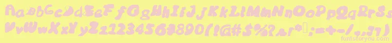 Messybubble-fontti – vaaleanpunaiset fontit keltaisella taustalla