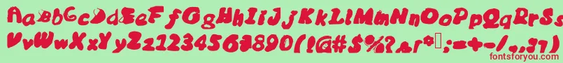 Messybubble-fontti – punaiset fontit vihreällä taustalla