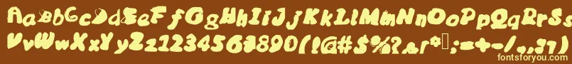 Messybubble-fontti – keltaiset fontit ruskealla taustalla