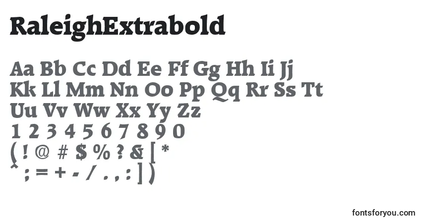 A fonte RaleighExtrabold – alfabeto, números, caracteres especiais