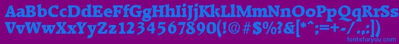 フォントRaleighExtrabold – 紫色の背景に青い文字