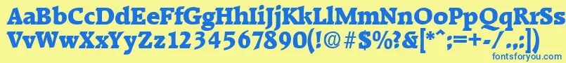 フォントRaleighExtrabold – 青い文字が黄色の背景にあります。