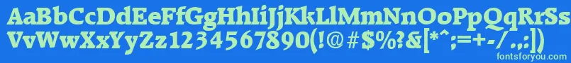 フォントRaleighExtrabold – 青い背景に緑のフォント