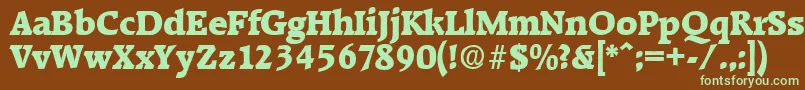 フォントRaleighExtrabold – 緑色の文字が茶色の背景にあります。