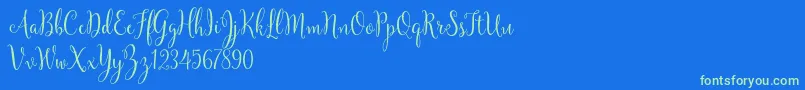 YulindaScriptDemo Font – Green Fonts on Blue Background