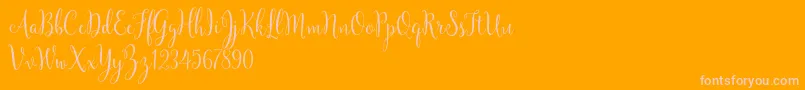 YulindaScriptDemo-Schriftart – Rosa Schriften auf orangefarbenem Hintergrund