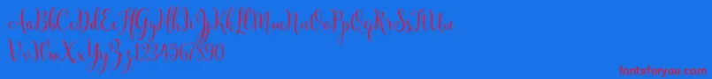 YulindaScriptDemo-Schriftart – Rote Schriften auf blauem Hintergrund