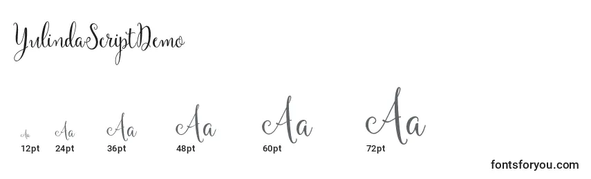 YulindaScriptDemo Font Sizes