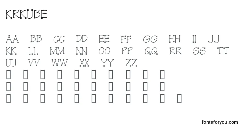 A fonte KrKube – alfabeto, números, caracteres especiais