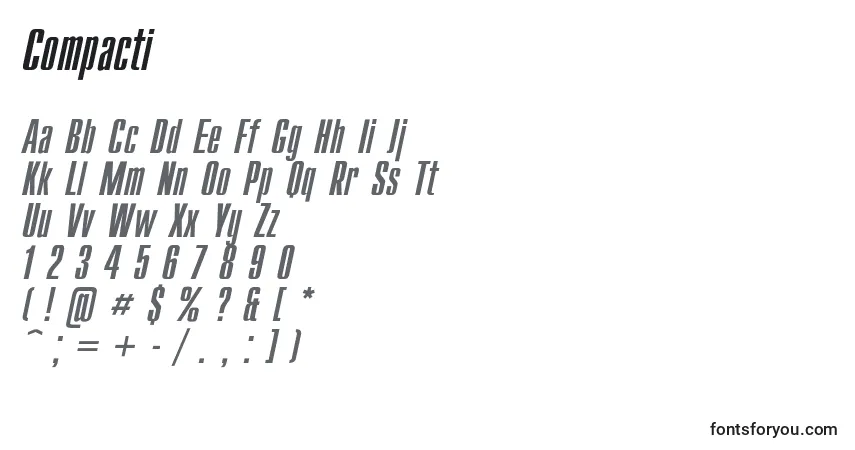 Schriftart Compacti – Alphabet, Zahlen, spezielle Symbole