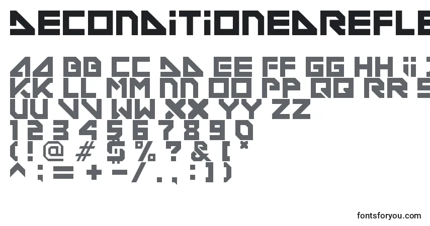 A fonte DeconditionedReflexVersion03 – alfabeto, números, caracteres especiais
