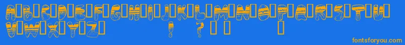 フォントAdrenoch – オレンジ色の文字が青い背景にあります。